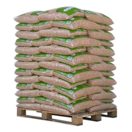 Palette Premium Granulés Bois DIN Pellets: 65 Sacs (15kg) Chauffage Écologique