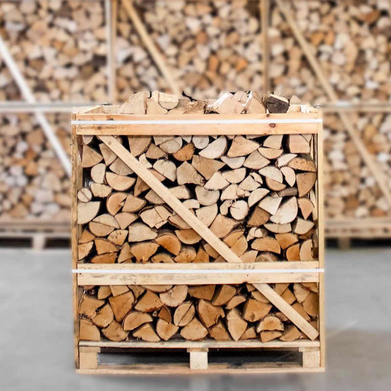 Demi-Palette Bois de Chauffage Bouleau/Frêne Mélangé Séché 25cm, Prêt à Brûler