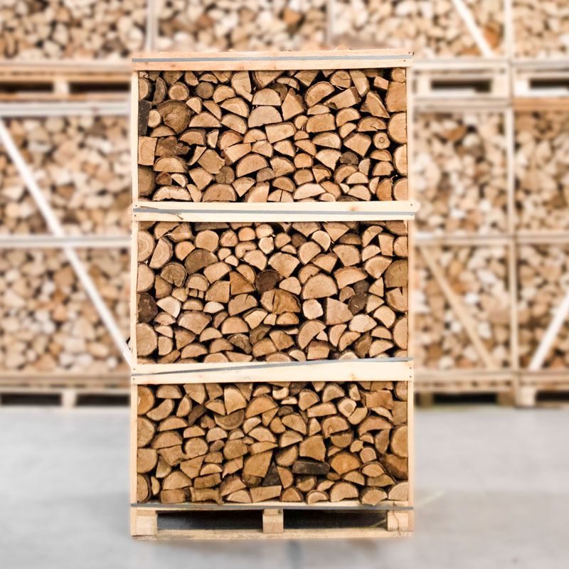 Palette de Bois de Chauffage Chêne Fendu 33cm Séché au Four Prêt à Brûler