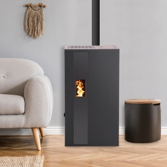 Poêle à Granulés BELLEZA SMILE 5,5 kW Noir, Compact, Pilotage Smartphone, Chaleur Optimale
